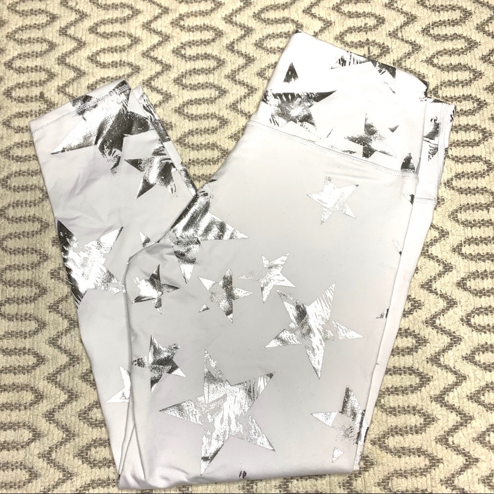 Aerie Chill Play Move White Silver Star Yoga Pants